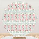 Lofaris Pink Ice Cream Round Green Birthday Backdrop For Kids